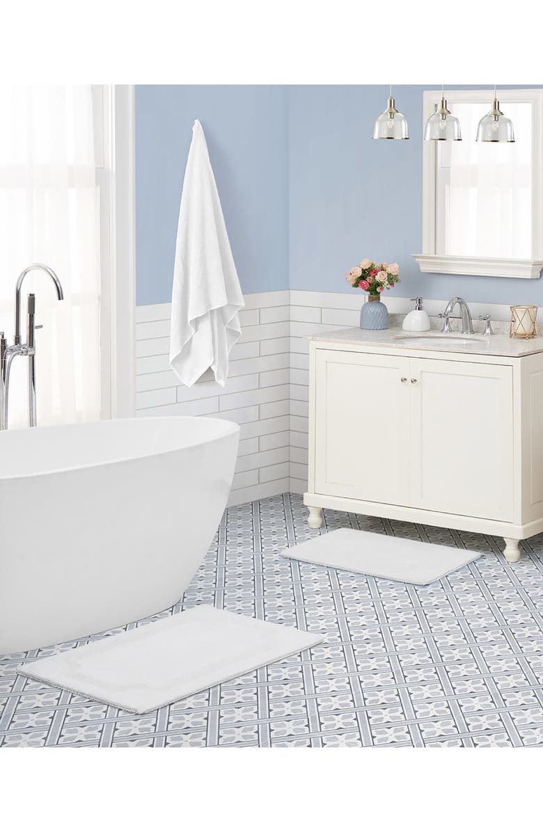 Laura Ashley Reversible Cotton Bath Rug, Alternate, color, White