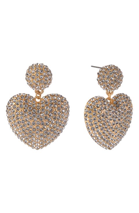 Pavé Heart Drop Earrings