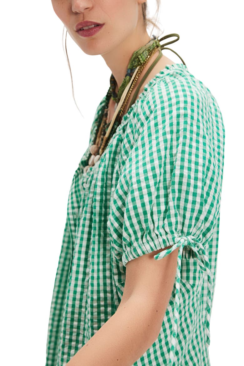 Farley Gingham Button-Up Tunic, Alternate, color, GREEN COMBO