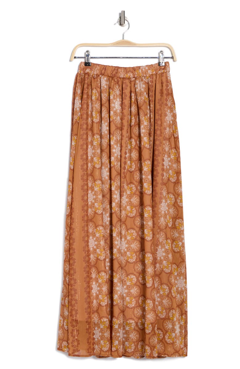 Renee C Print Sheer Maxi Skirt, Alternate, color, Rust
