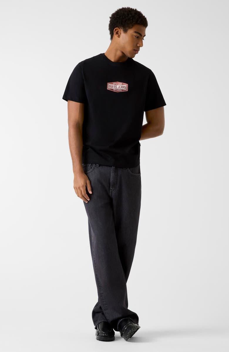 GUESS JEANS Trademark Regular Fit Cotton Graphic T-Shirt, Alternate, color, Black-Dark