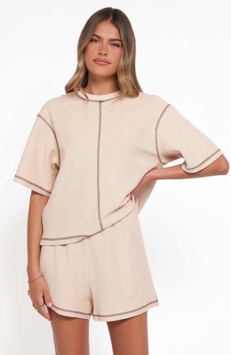 Petal & Pup Melody Knit T-Shirt & Shorts Set, Alternate, color, Oat