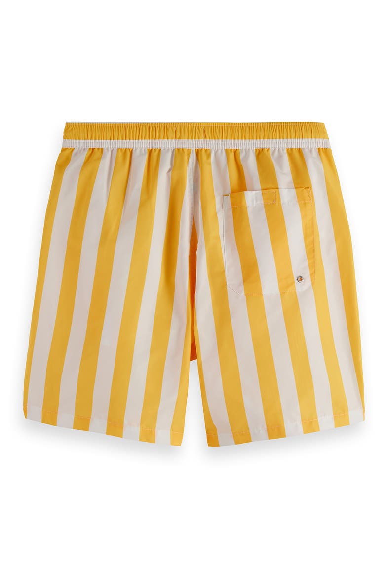 Striped Mid Length Swim Trunks, Alternate, color, YELLOW SUN STRIPE