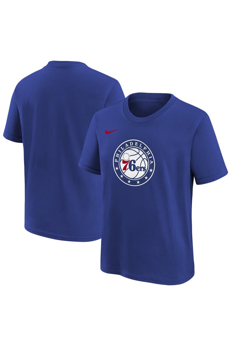Youth Nike  Royal Philadelphia 76ers Team Essential Logo T-Shirt, Main, color, Royal