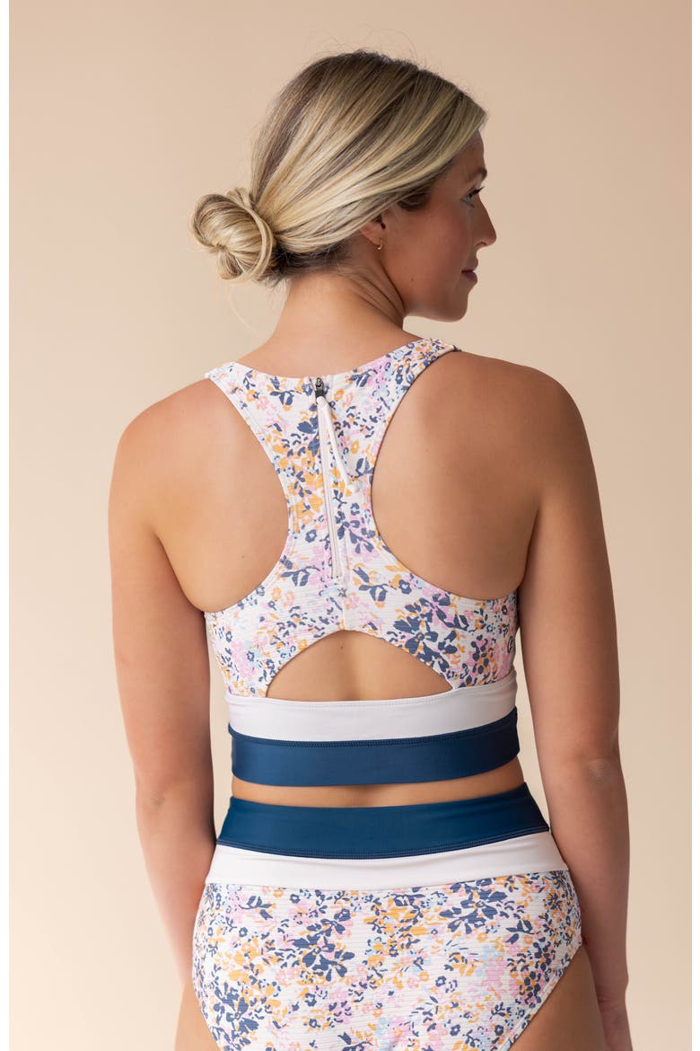 Cut Back Crop Swim Top, Alternate, color, Caspian