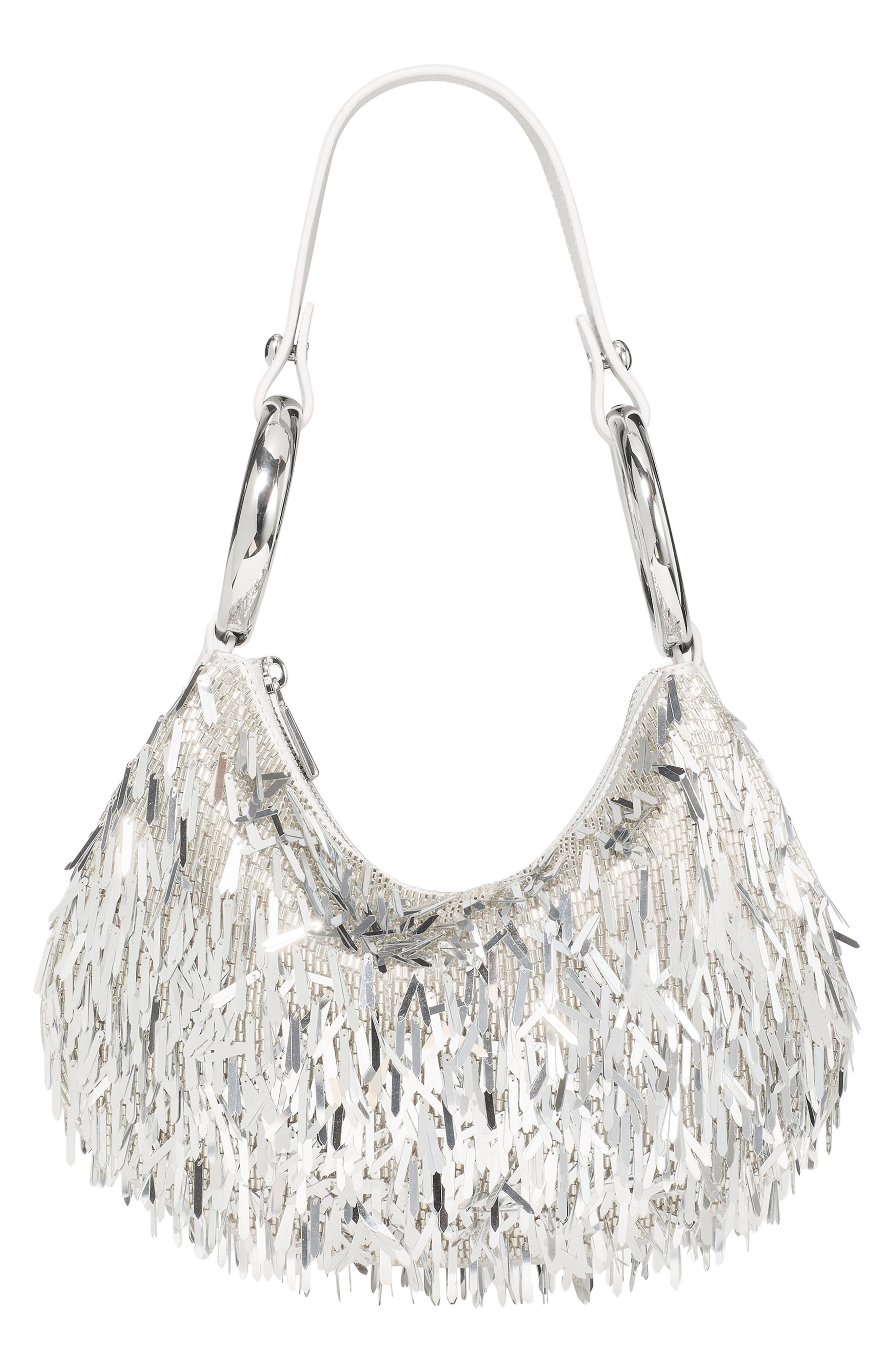 the bangle metallic fringe shoulder bag