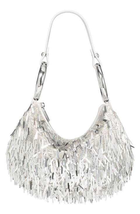 the bangle metallic fringe shoulder bag