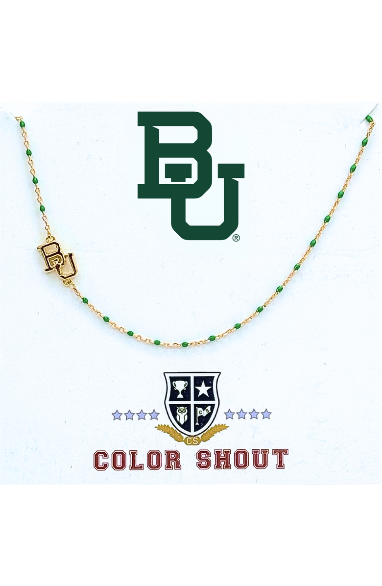 Color Shout Baylor University Side Necklace, Main, color, Yellow Gold