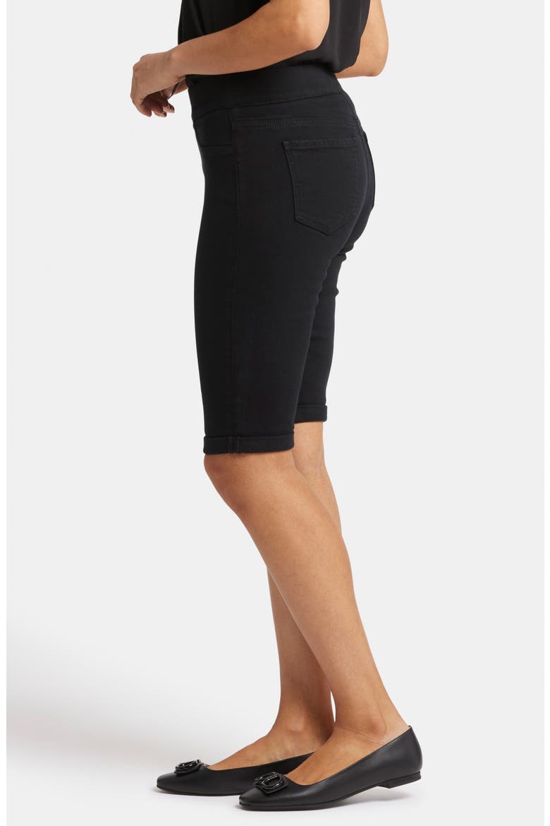 Roll Cuff Pull-On Denim Bermuda Shorts, Alternate, color, OVERDYE BLACK