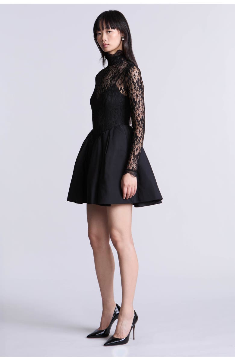 BCBGMAXAZRIA Stretch Lace Bubble Dress, Alternate, color, Black