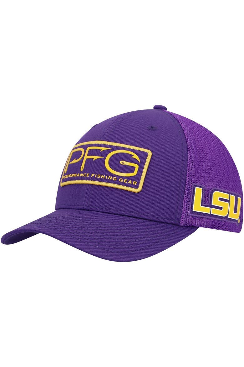 Men's Columbia Purple LSU Tigers PFG Hooks Flex Hat, Main, color, Purple