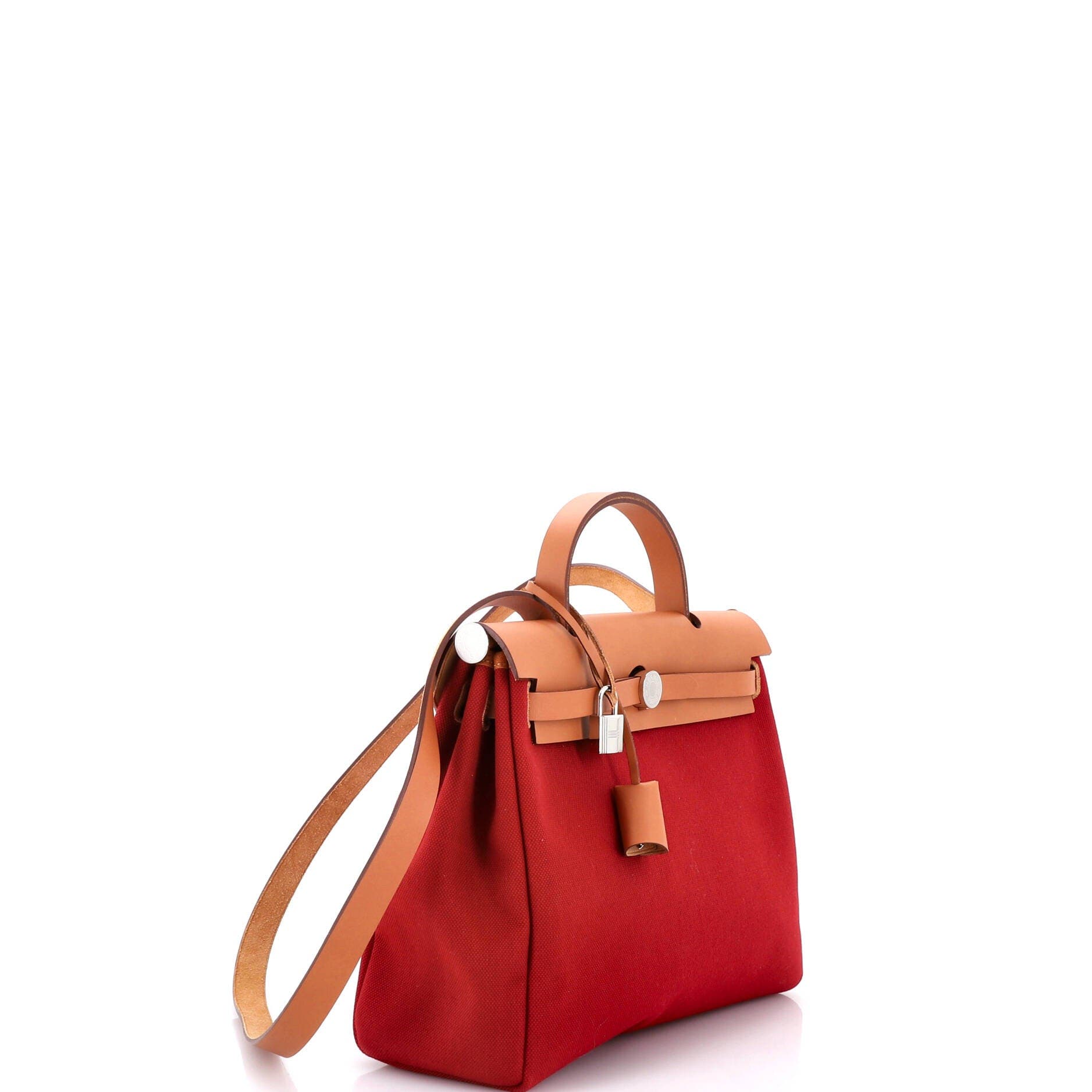 Pre-Owned Hermes Herbag Zip Leather and Toile 31, Alternate, color, Rouge Grenat