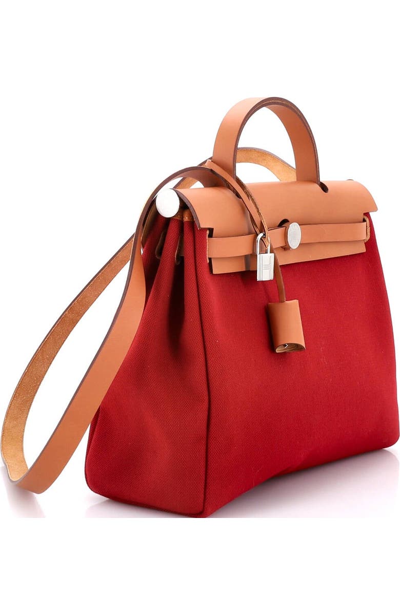 Pre-Owned Hermes Herbag Zip Leather and Toile 31, Alternate, color, Rouge Grenat