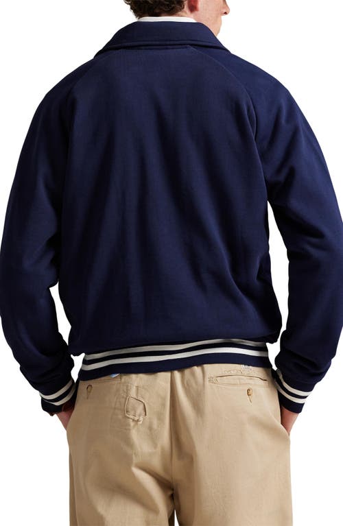 Polo Ralph Lauren Cotton Fleece Varsity Jacket In Blue