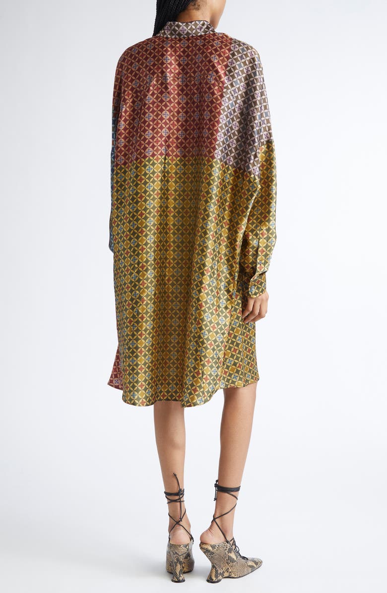 Dries Van Noten Dasia Tie Print Long Sleeve Silk Satin Shirtdress, Alternate, color, Dessin A