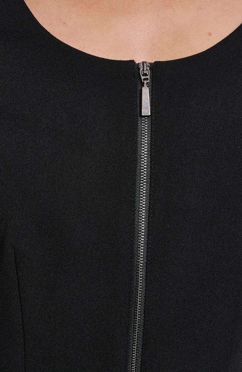 Calvin Klein Scoop Neck Zip Front Sheath Dress, Alternate, color, Black