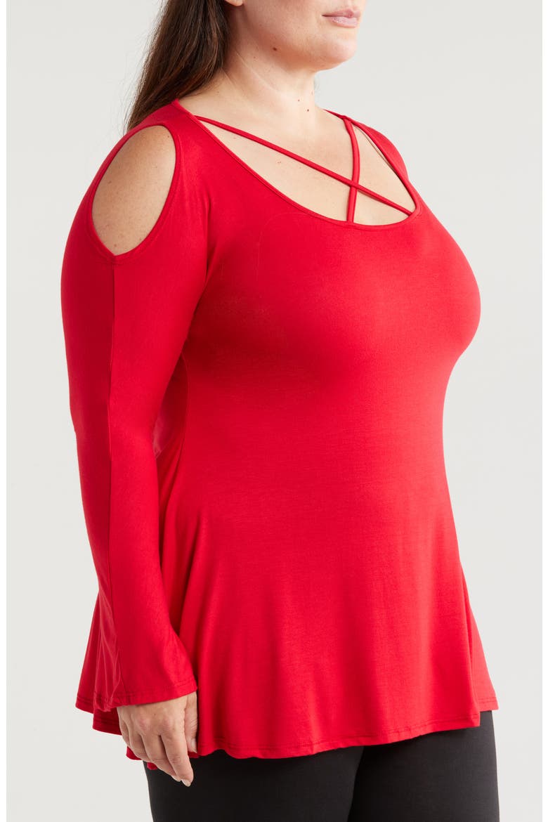 Crisscross Strap Jersey Top, Alternate, color, RED