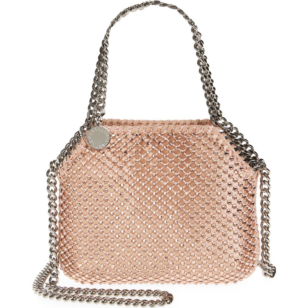 Stella Mccartney Nano Falabella Crystal Mesh Crossbody Bag In Neutral