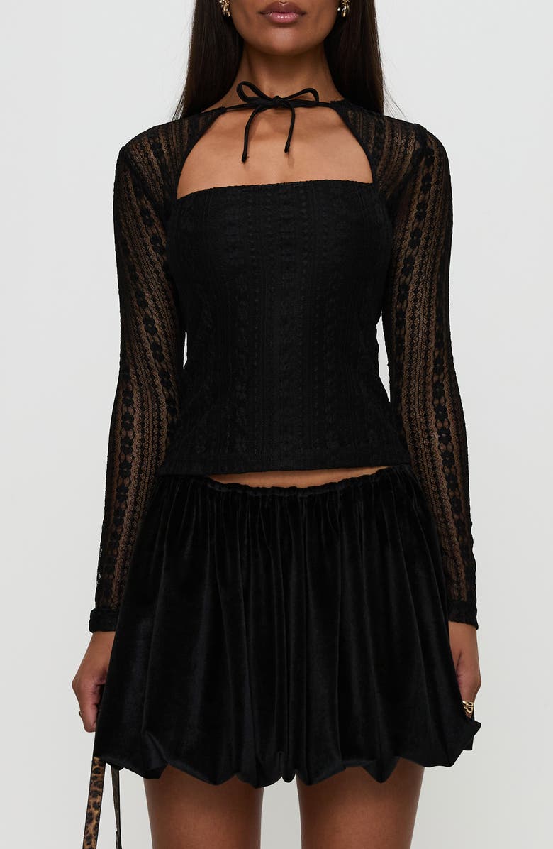 Princess Polly Georgiana Bubble Hem Miniskirt, Main, color, Black