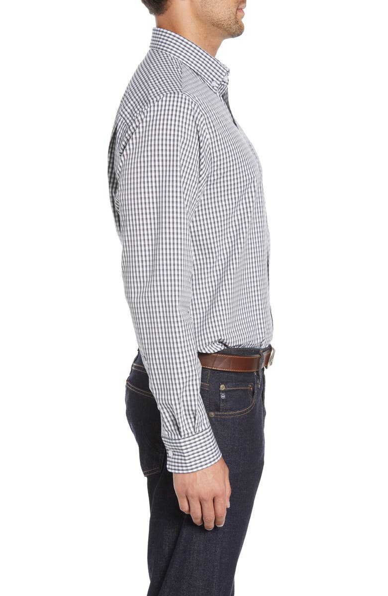Cutter & Buck Cotton Blend Gingham Shirt, Alternate, color, Charcoal