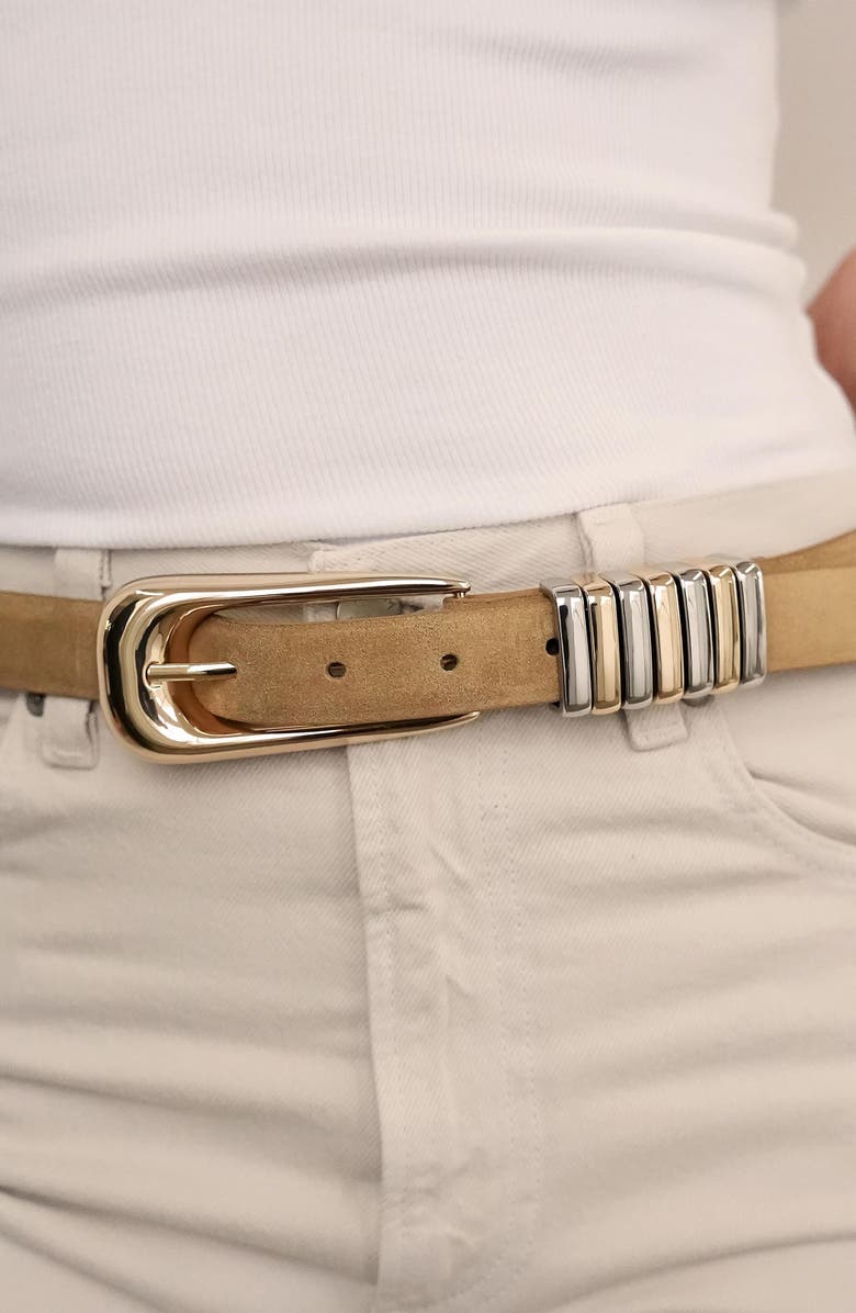 Ettika Metal Core Suede Belt, Alternate, color, Shiitake