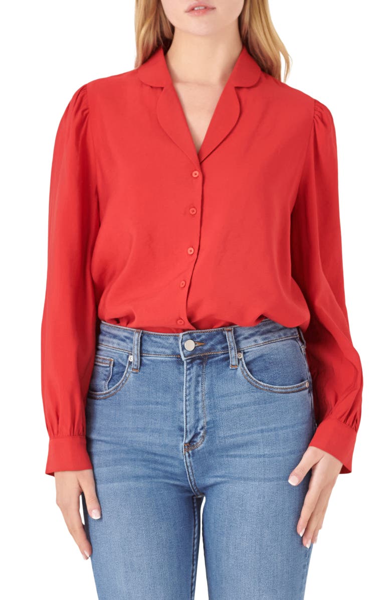English Factory Scallop Collar Shirt, Main, color, Red