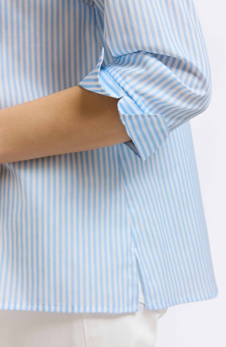 Foxcroft Stripe Floral Embroidered Cotton Button-Up Shirt, Alternate, color, Blue Multi