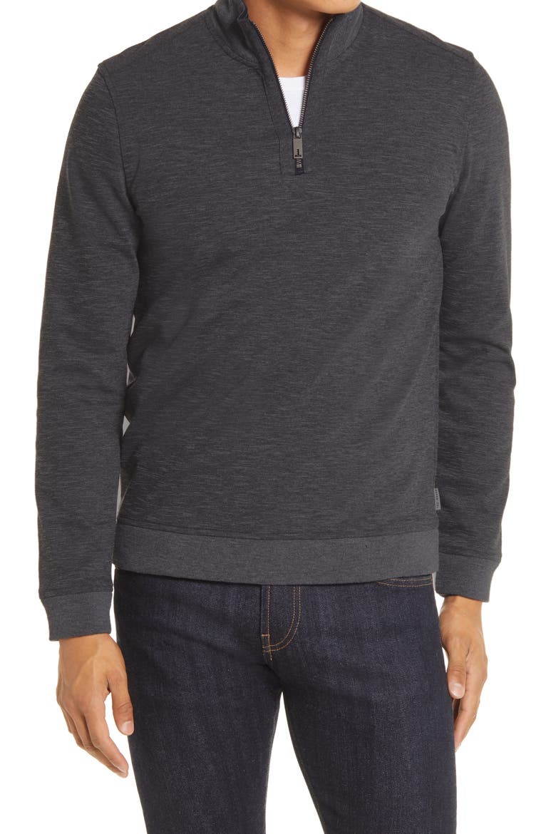 Caravan Slim Fit Quarter Zip Top, Main, color, CHARCOAL