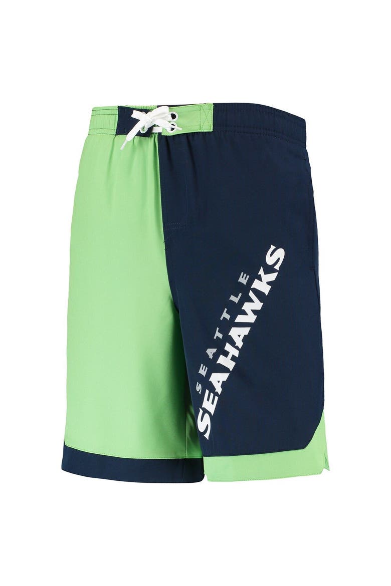 Youth Neon Green/College Navy Seattle Seahawks Conch Bay Board Shorts, Alternate, color, Neon Green