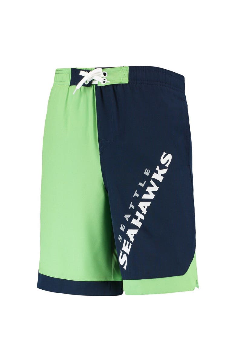 Outerstuff Youth Neon Green/College Navy Seattle Seahawks Conch Bay Board Shorts, Alternate, color,