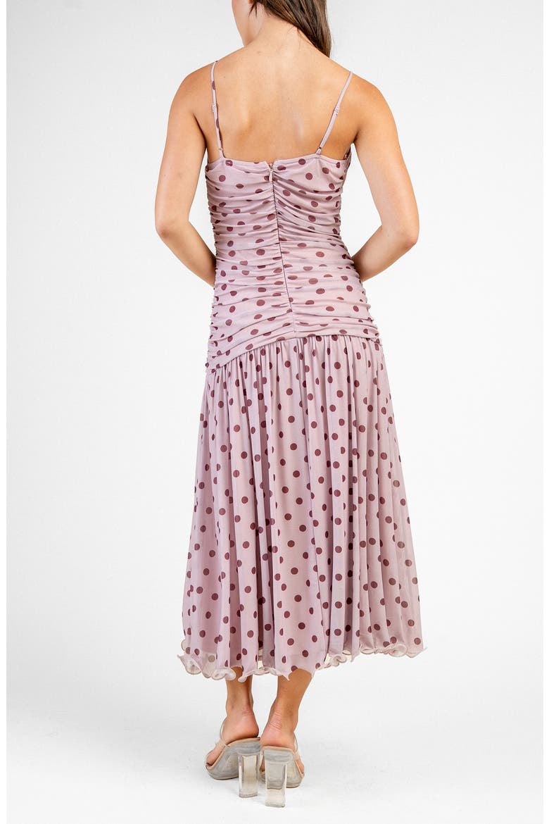 Ruched Tie Front Mesh Midi Dress, Alternate, color, MAUVE