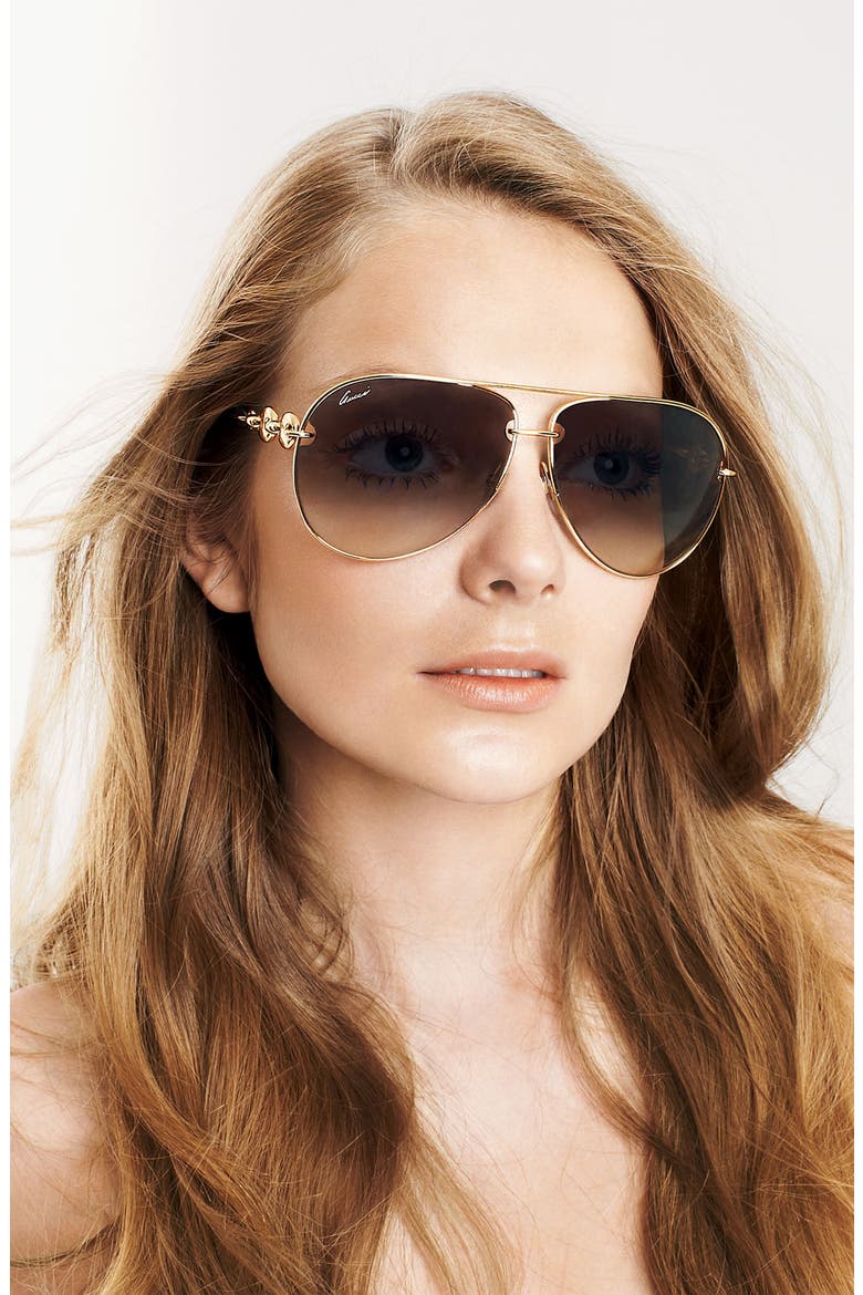 'Marina Chain' 63mm Aviator Sunglasses, Alternate, color, SHINY BLACK/ DARK GREY