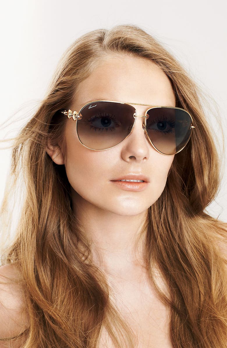 Gucci 'Marina Chain' 63mm Aviator Sunglasses, Alternate, color, 