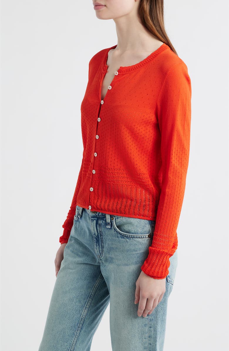 rag & bone Michelle Pointelle Cardigan, Alternate, color, Red