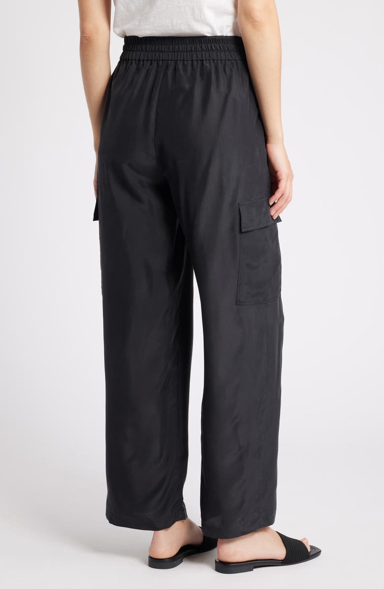 Eileen Fisher Cargo Silk Straight Leg Drawstring Pants, Alternate, color, 