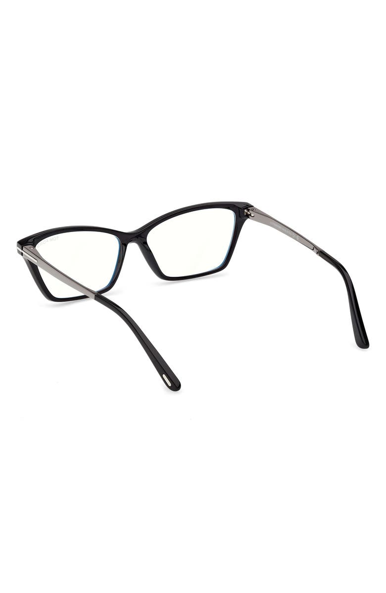 TOM FORD 56mm Butterfly Optical Glasses, Alternate, color, Shiny Black / Gunmetal