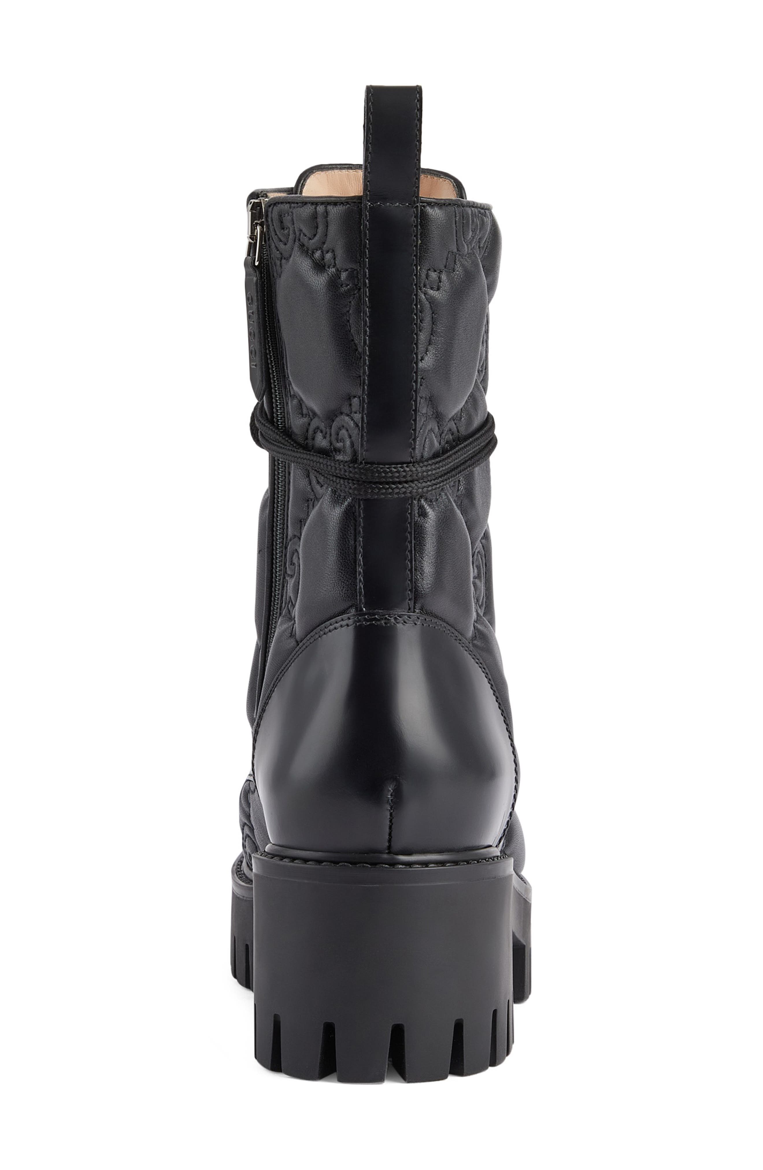 Gucci Logo Quilted Leather Combat Boot, Alternate, color, 