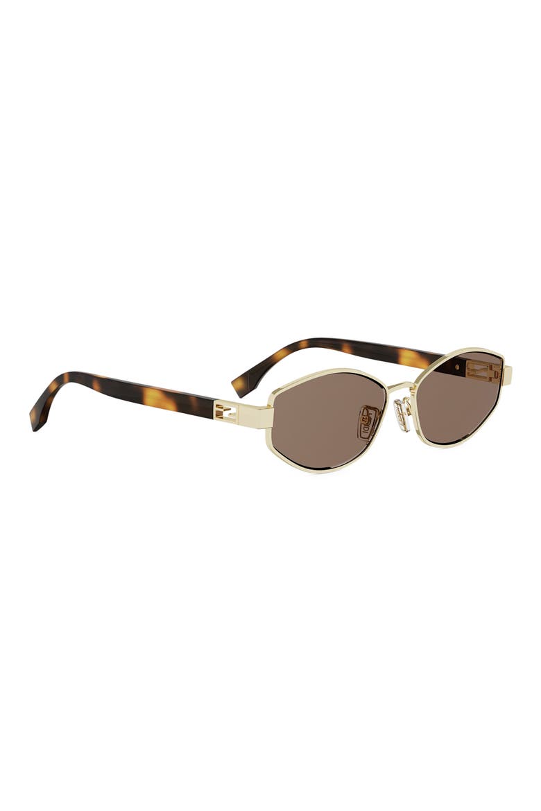 Baguette 56mm Geometric Sunglasses, Alternate, color, SHINY ENDURA GOLD / BROWN
