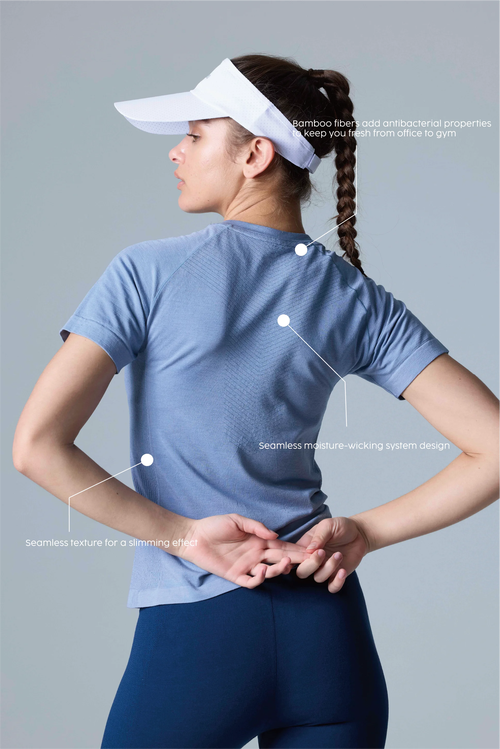 Cozy Zero Tech Merino Light Weight Daily Tee In Faded Denim