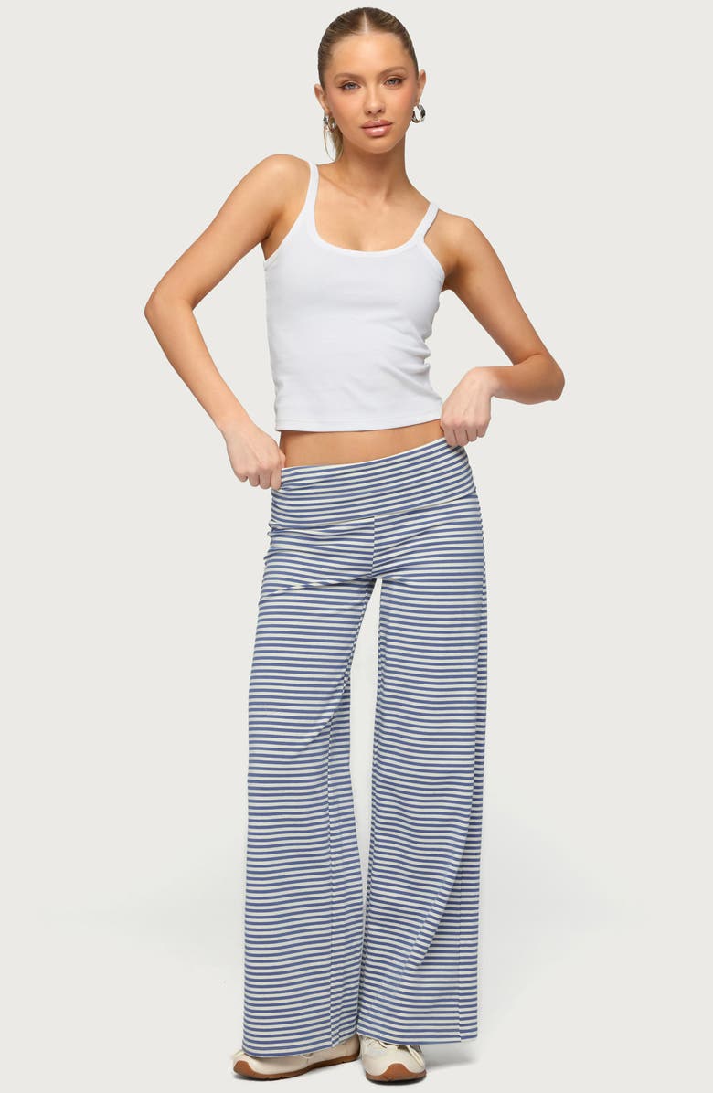 EDIKTED Lilah Stripe Wide Leg Pants, Alternate, color, Blue-And-White