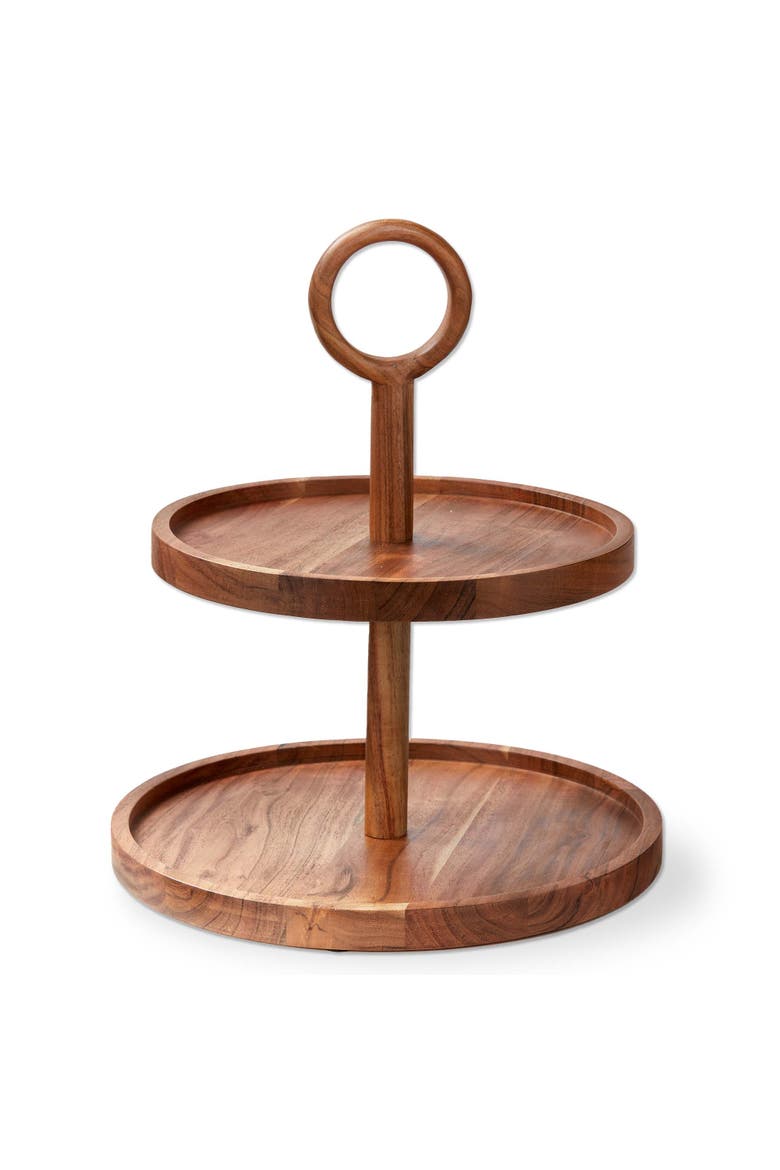 Loop 2 Tier Natural Wood Server Trays for Everyday Use, Main, color, Beige