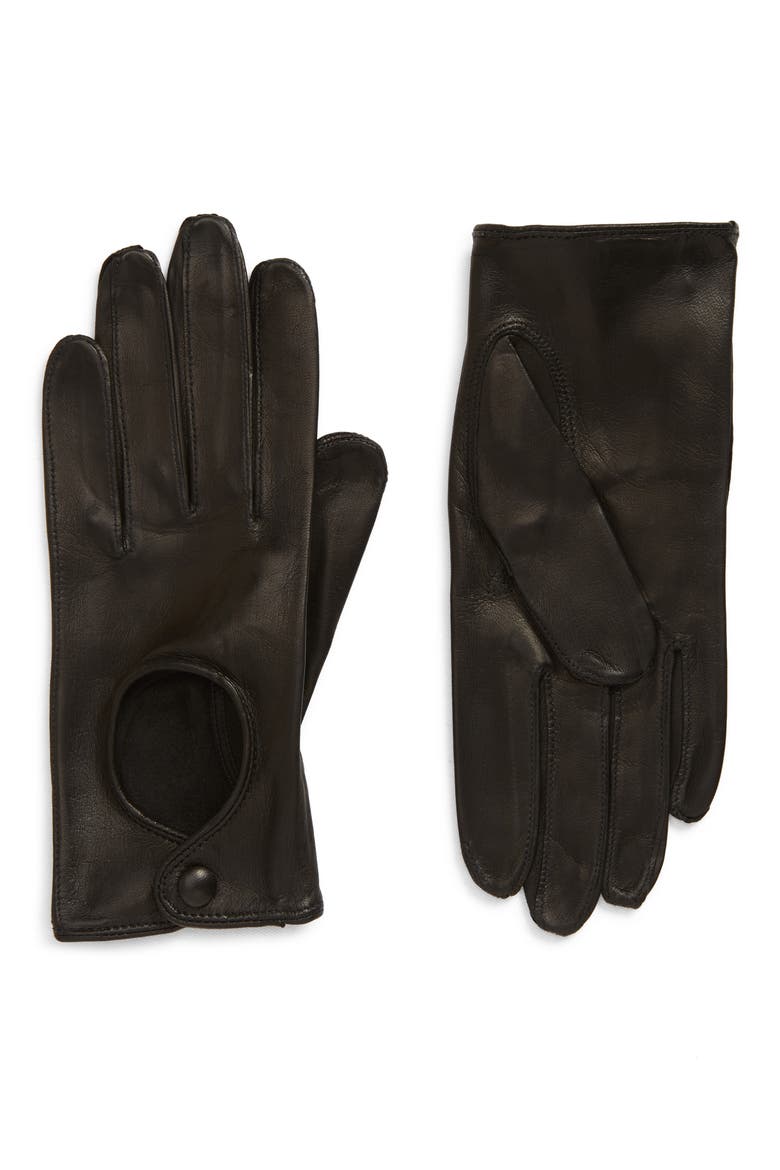 Washable Leather Driver Gloves, Main, color, BLACK