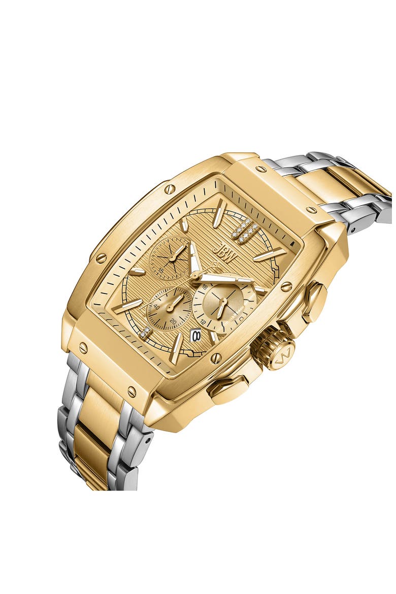 Echelon Diamond Bracelet Strap Chronograph Watch, 41mm x 12mm, Alternate, color, 18K GOLD/ SILVER