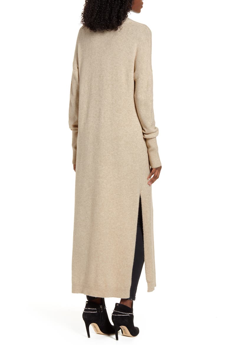 Longline Open Cardigan, Alternate, color, BEIGE HUMMUS HEATHER