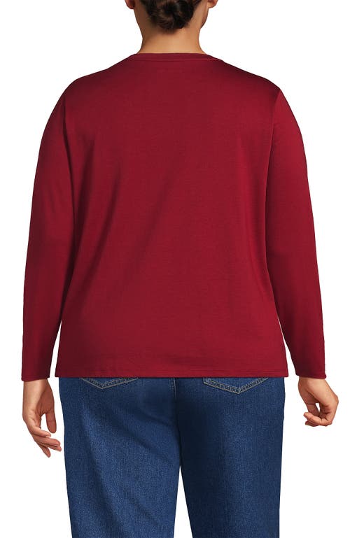 Lands' End Supima Cotton Long Sleeve V-neck T-shirt In Burgundy