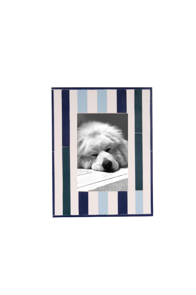 4x6 Daria Blue Green Striped Photo Frame, Main, color, Blue
