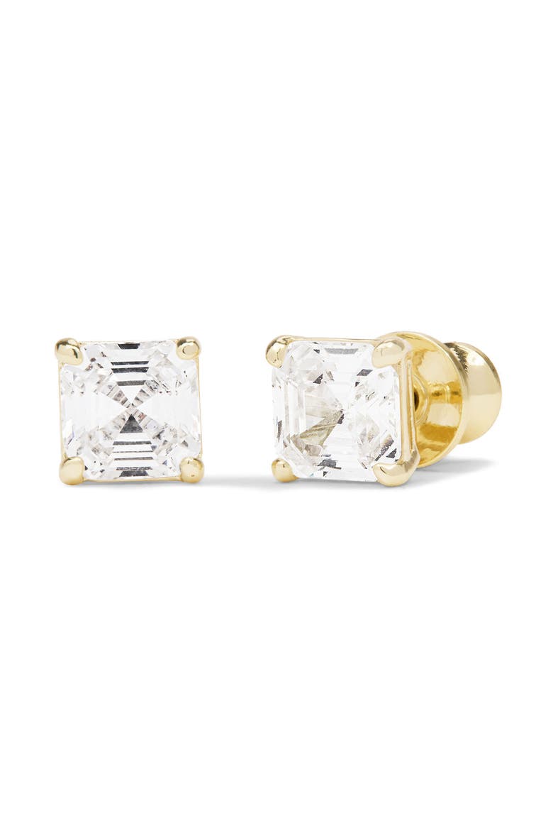 Queen Cubic Zirconia Stud Earrings, Main, color, GOLD-WHITE