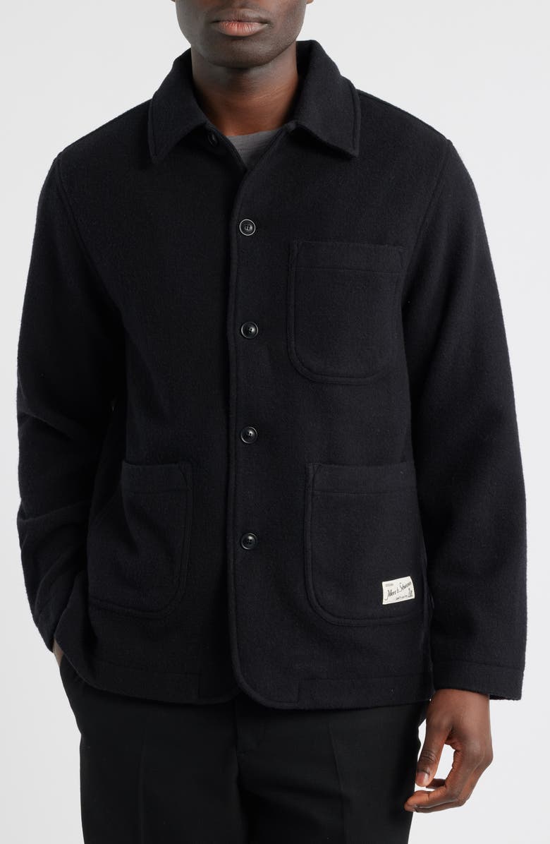 MERZ B SCHWANEN Burel Wool Shirt Jacket, Alternate, color, Deep Black