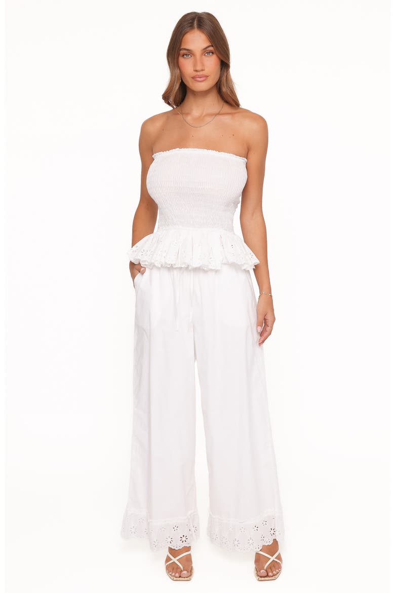 Eliska Frill Hem Cotton Pants, Alternate, color, WHITE