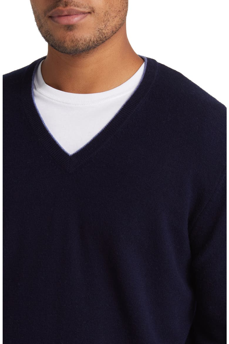 Tipped Merino Wool Sweater, Alternate, color, NAVY